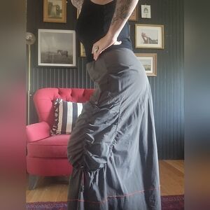 Cop.Copine Black Ruched Maxi Skirt for Casual Wear